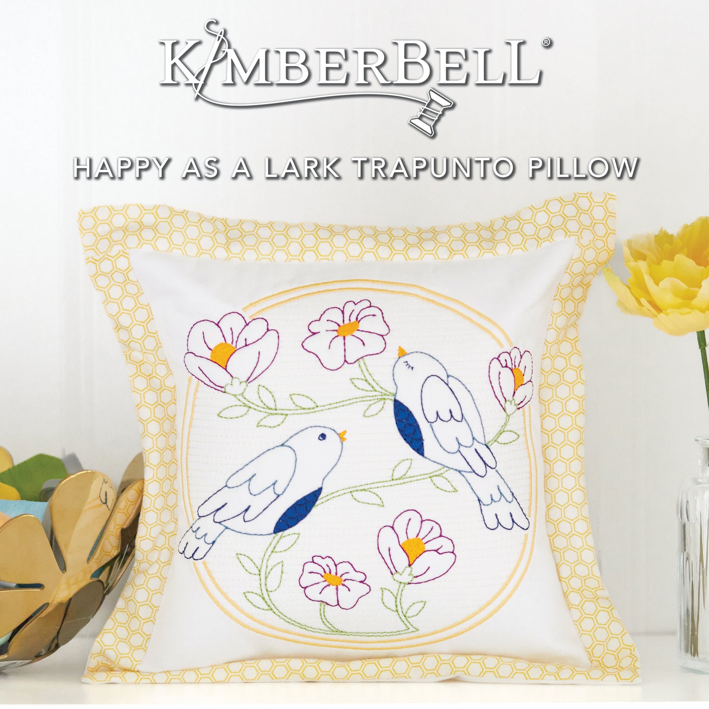 Happy as a Lark Trapunto Pillow - Kimberbell Digital Dealer Exclusives