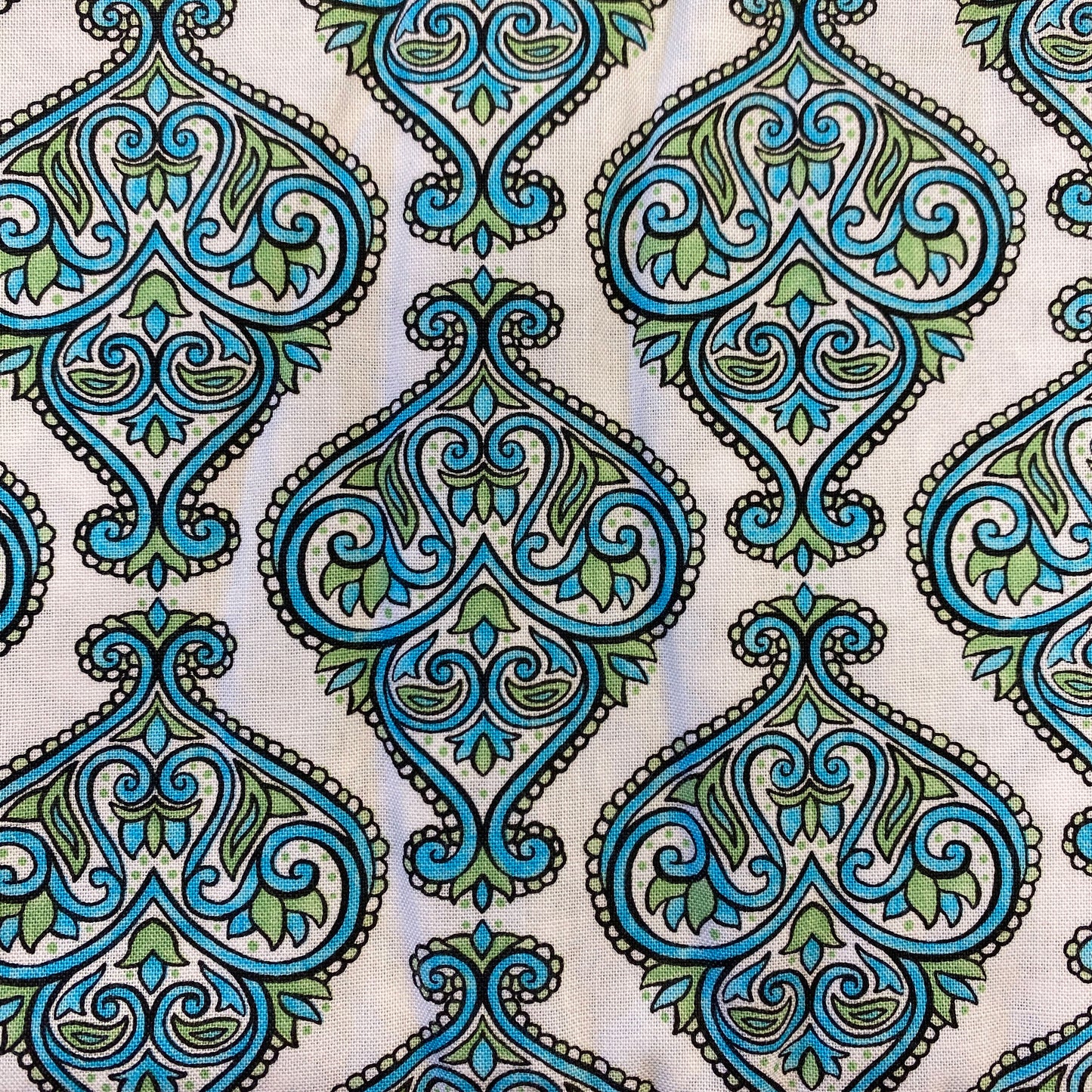 Mandala Pear - Teal and White
