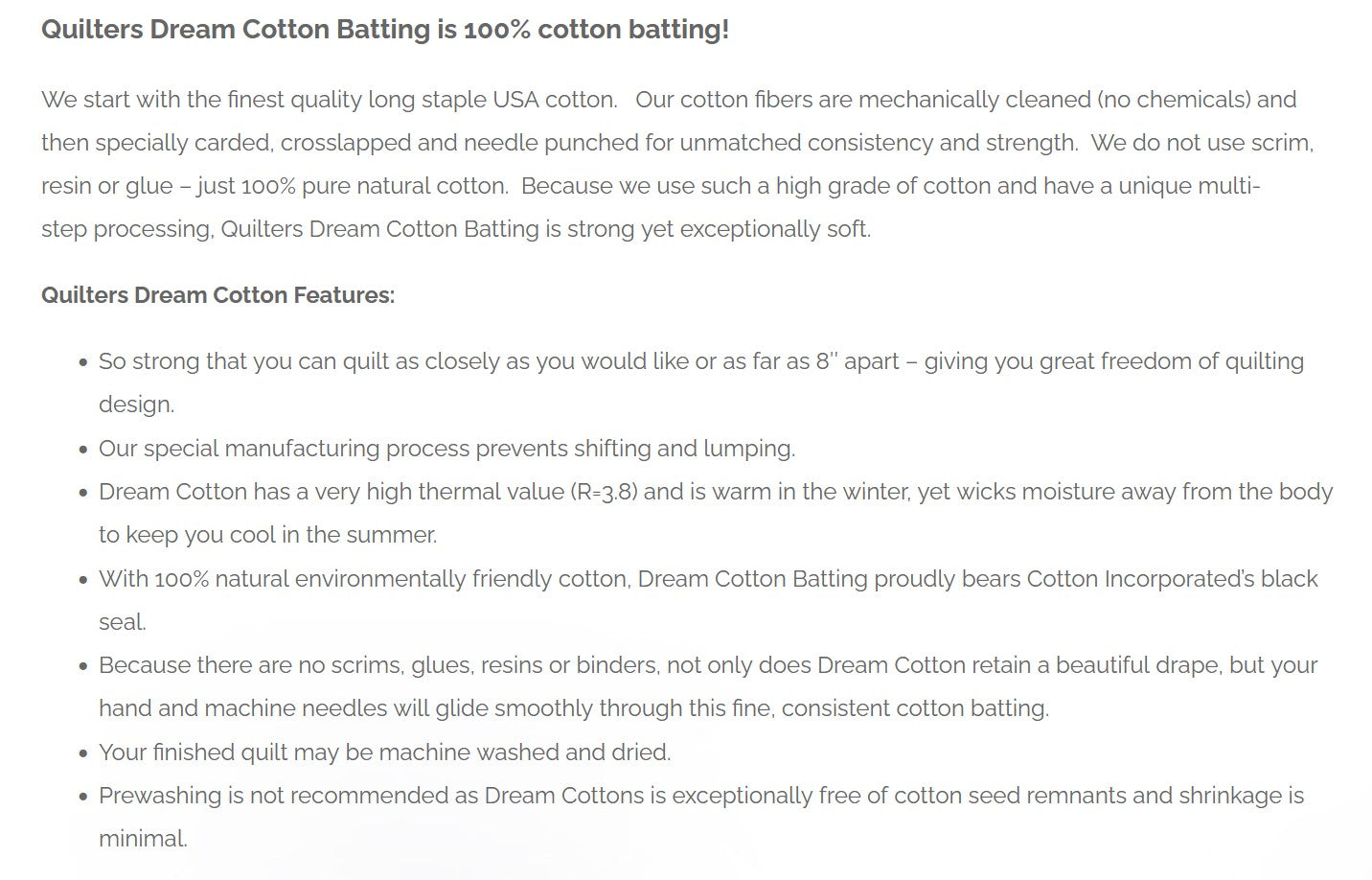 Natural Cotton Select Batting By the Inch