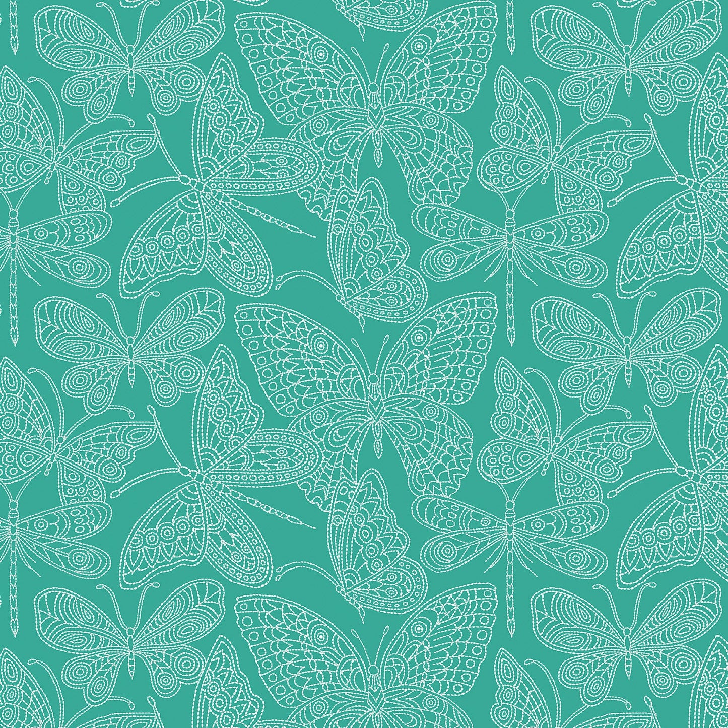 Butterflies N Stitch Aquamarine (13283-84) Blooming Denim