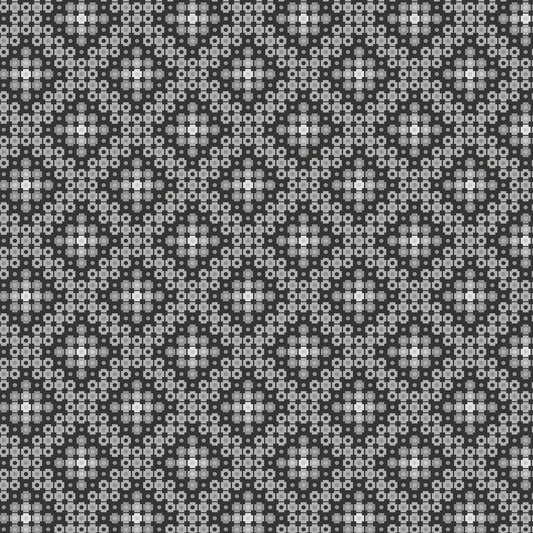Crossweave in charcoal (13266-13)  is from Stitchy by Christa Watson for Benartex. The crossweave print features pixelated shapes in shades of gray ranging from white to black. The geometric pattern creates a striking contrast to the modern blenders presented in the rest of the line, and provides a balanced texture and interest to your project.