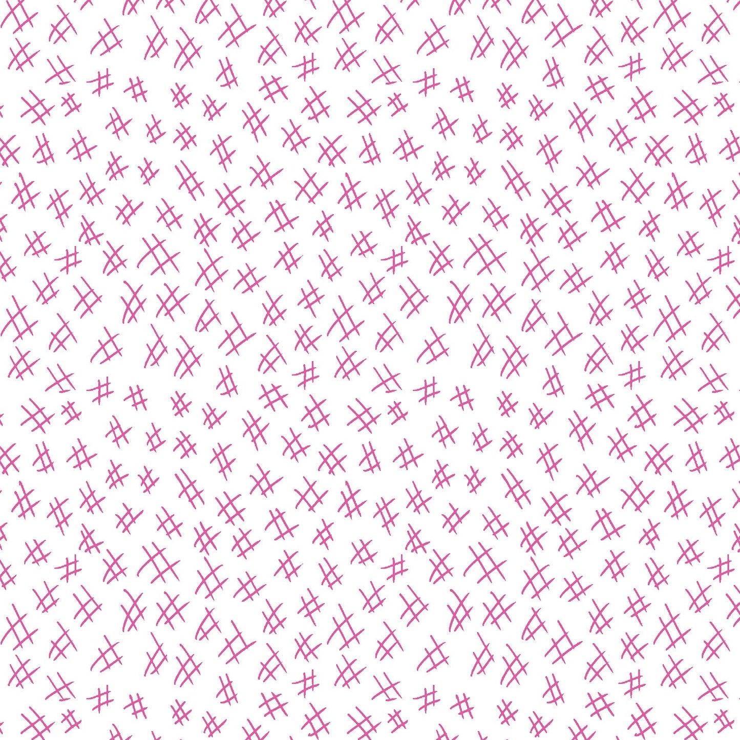 Hashtags in fuschia and white (13263-22) is from Stitchy by Christa Watson for Benartex. The hashtags print features a white background with fuschia hashtags to provide a light tone for the collection and will serve well as a background fabric, a contrast fabric, or any where the eye needs to rest in your project.