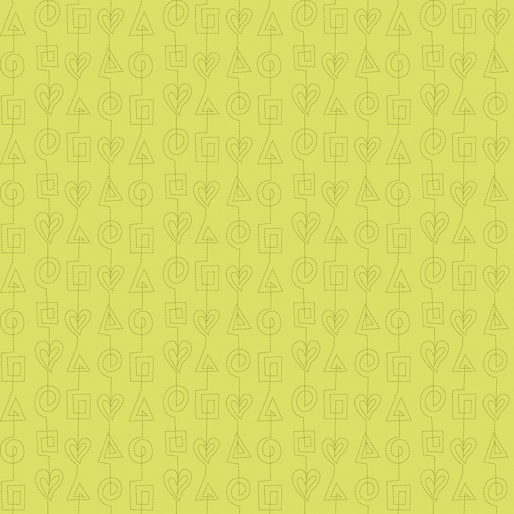 Stitches in lime (13264-41) is from Stitchy by Christa Watson for Benartex. The stitches print features tone-on-tone stitch lines based on Christa's free motion quilting pattern, Geometric Chains, from her book, 99 Machine-Quilting Designs. This fun pattern would be ideal as an accent in any project, but it is also perfect for practicing free motion quilting as a pattern from the front, or as a backing for a fun edge-to-edge pattern on the front.