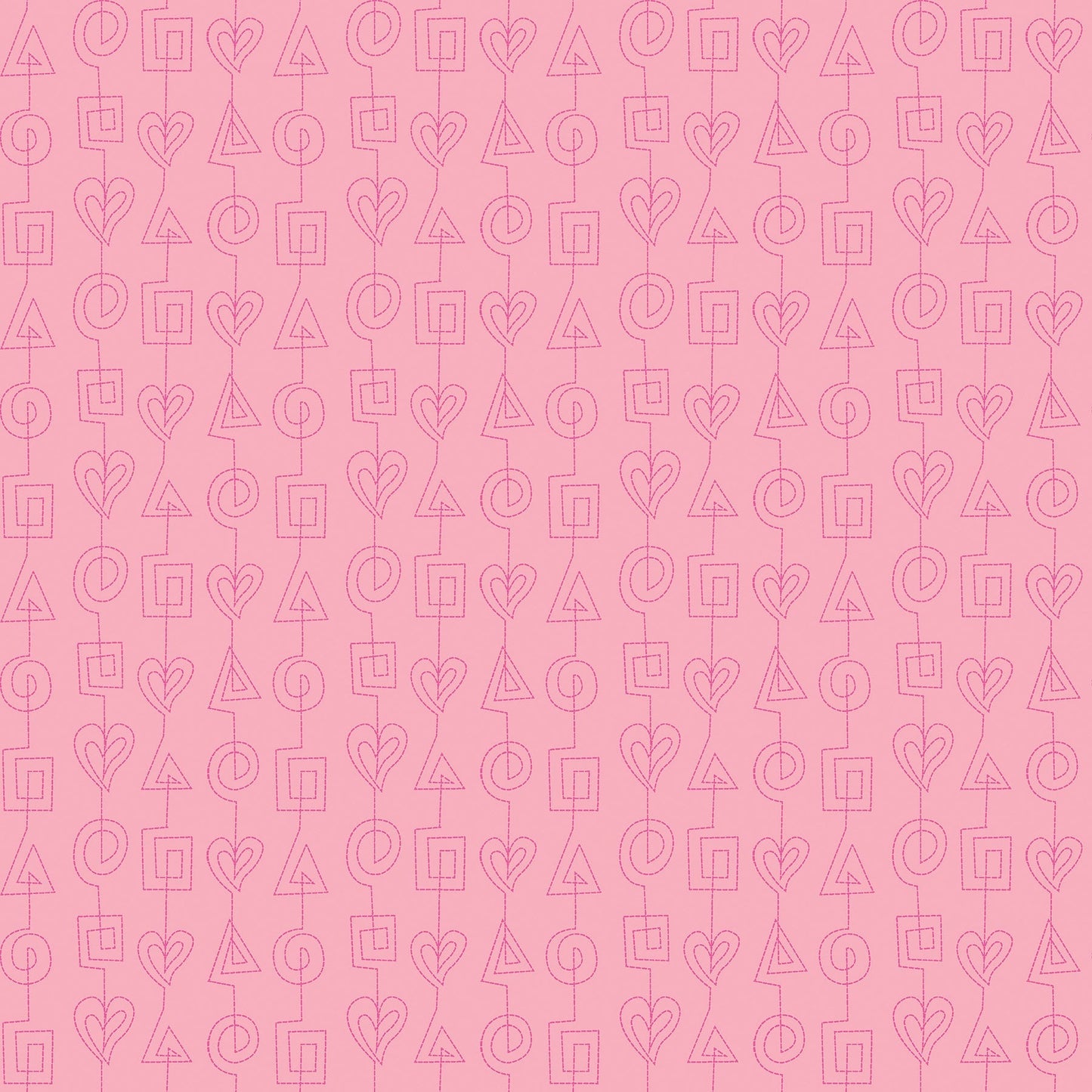 Stitches in pink (13264-21) is from Stitchy by Christa Watson for Benartex. The stitches print features tone-on-tone stitch lines based on Christa's free motion quilting pattern, Geometric Chains, from her book, 99 Machine-Quilting Designs. This fun pattern would be ideal as an accent in any project, but it is also perfect for practicing free motion quilting as a pattern from the front, or as a backing for a fun edge-to-edge pattern on the front.