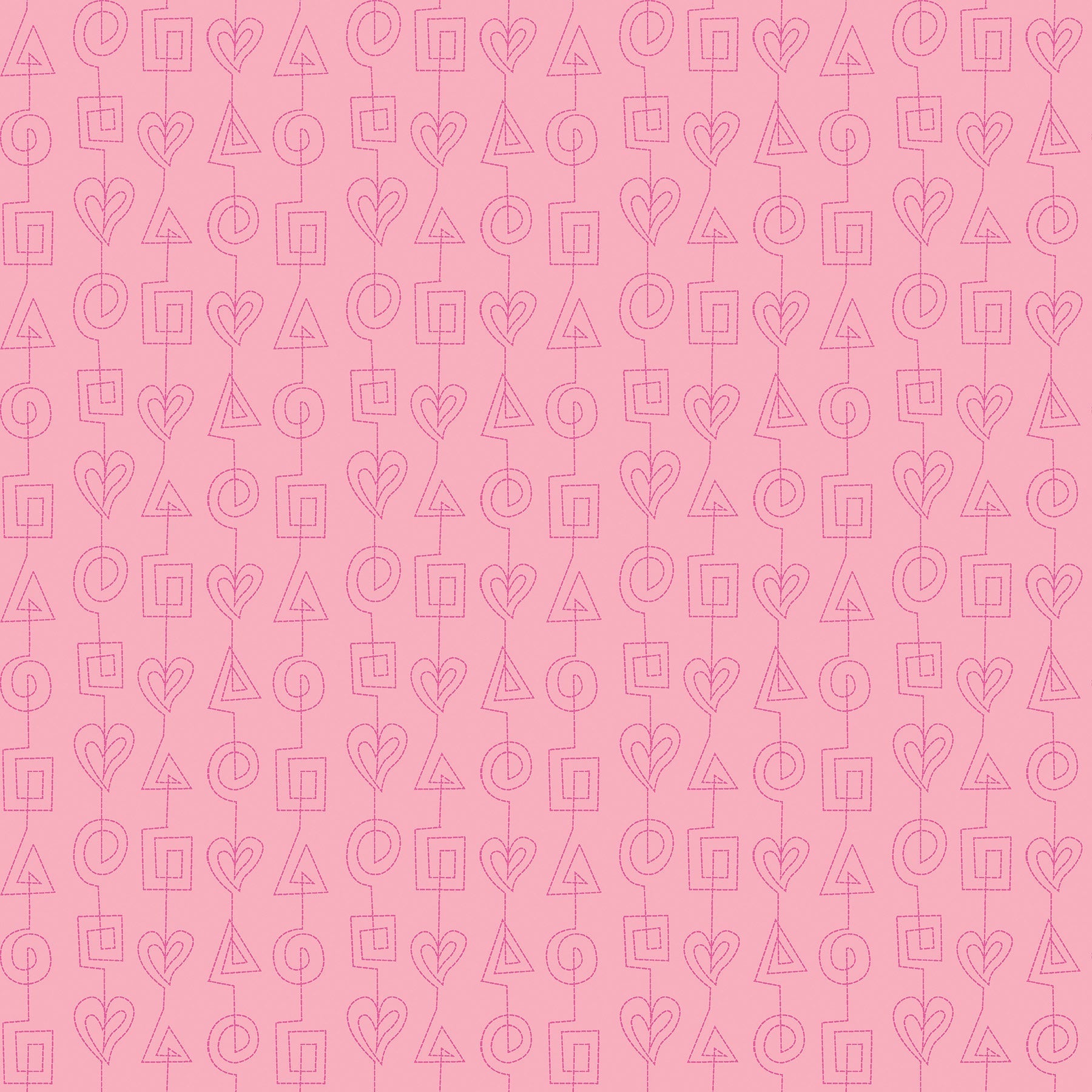 Stitches in pink (13264-21) is from Stitchy by Christa Watson for Benartex. The stitches print features tone-on-tone stitch lines based on Christa's free motion quilting pattern, Geometric Chains, from her book, 99 Machine-Quilting Designs. This fun pattern would be ideal as an accent in any project, but it is also perfect for practicing free motion quilting as a pattern from the front, or as a backing for a fun edge-to-edge pattern on the front.