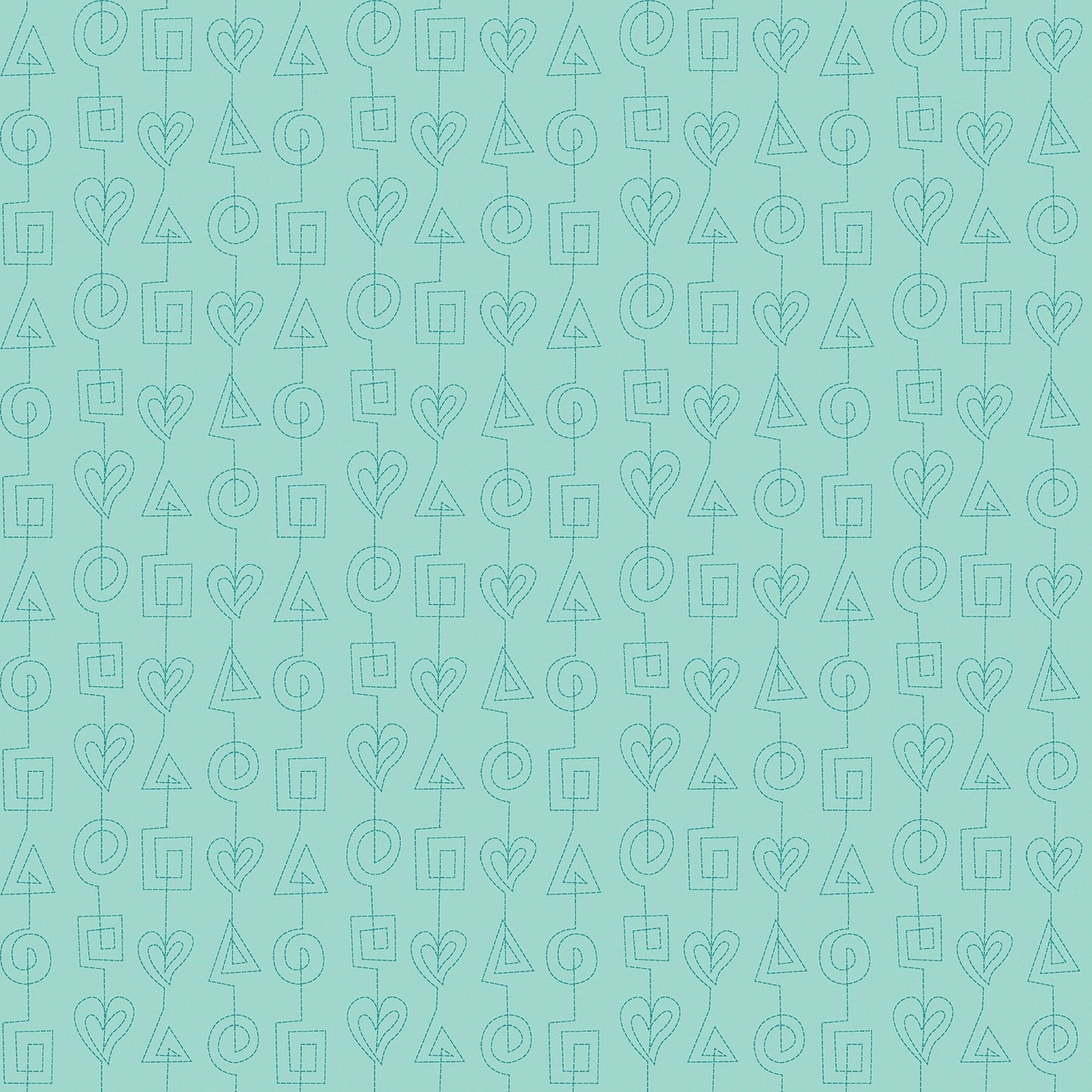 Stitches in turquoise (13264-81) is from Stitchy by Christa Watson for Benartex. The stitches print features tone-on-tone stitch lines based on Christa's free motion quilting pattern, Geometric Chains, from her book, 99 Machine-Quilting Designs. This fun pattern would be ideal as an accent in any project, but it is also perfect for practicing free motion quilting as a pattern from the front, or as a backing for a fun edge-to-edge pattern on the front.