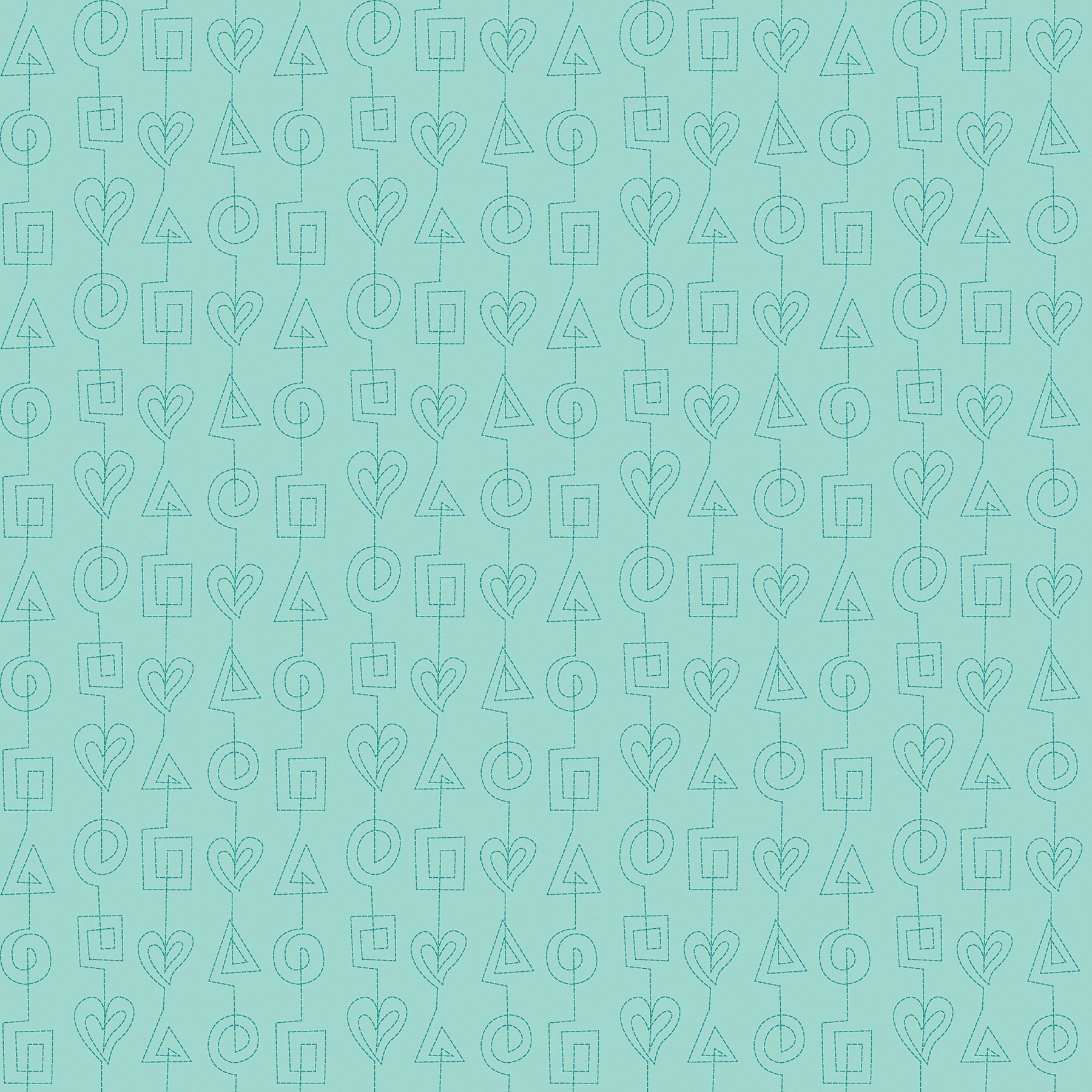 Stitches in turquoise (13264-81) is from Stitchy by Christa Watson for Benartex. The stitches print features tone-on-tone stitch lines based on Christa's free motion quilting pattern, Geometric Chains, from her book, 99 Machine-Quilting Designs. This fun pattern would be ideal as an accent in any project, but it is also perfect for practicing free motion quilting as a pattern from the front, or as a backing for a fun edge-to-edge pattern on the front.