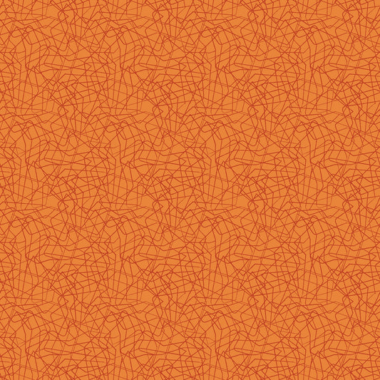 Threaded Lines in orange (13267-39) is from Stitchy by Christa Watson for Benartex. The Threaded Lines print in the darkest and most saturated color in the line, and features tone-on-tone lines reminiscent of loose threads all over the fabric. This non-directional pattern provides a dark fabric in the line, but it isn't busy so the color really shines through.