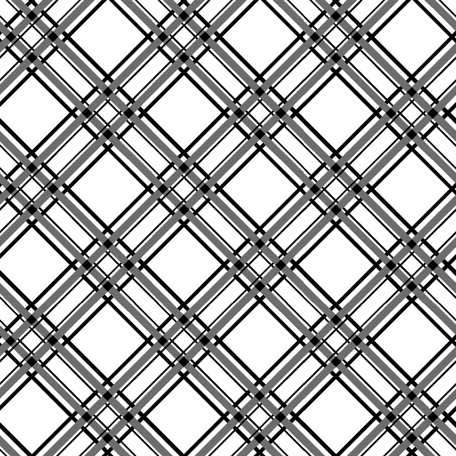 Diagonal Plaid in black and white (MAS8244-K) is part of the Kimberbell Basics line designed by Kim Christopherson for Maywood Studio. This fabric features black plaid stripes on the diagonal over a white background to add variety to your project. As part of the Kimberbell Basics line, it compliments other fabrics in the line.