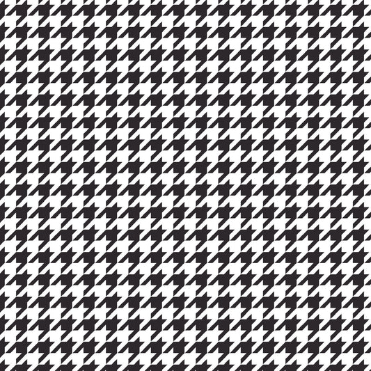 Black on White Houndstooth (MAS8206-J) from the Kimberbell Basics line designed by Kim Christopherson for Maywood Studio. This fabric features a small black houndstooth print on a white background and is a fantastic choice for adding texture and color to a quilt.