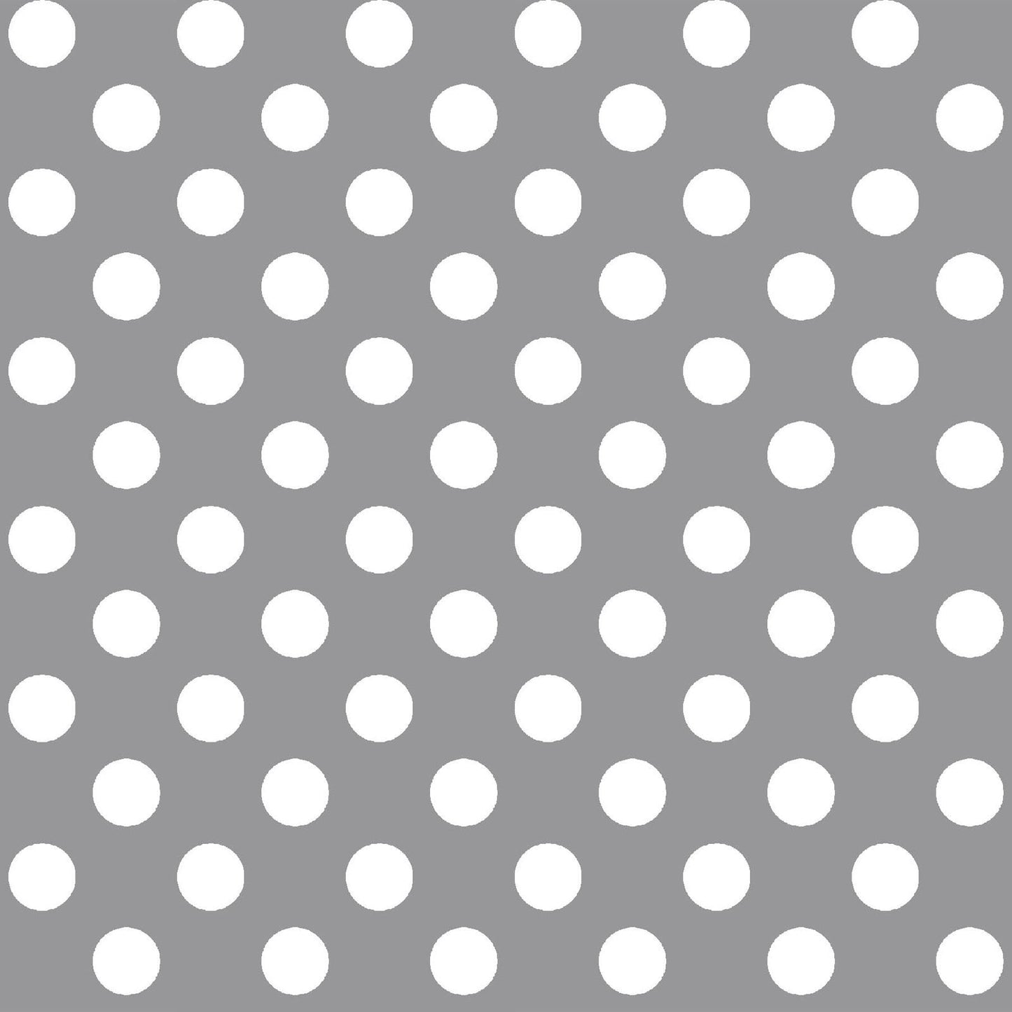 White on Gray Dots (MAS8216-K) is part of the Kimberbell Basics line designed by Kim Christopherson for Maywood Studio. This fabric features large white dots in a symmetrical pattern on an gray background.