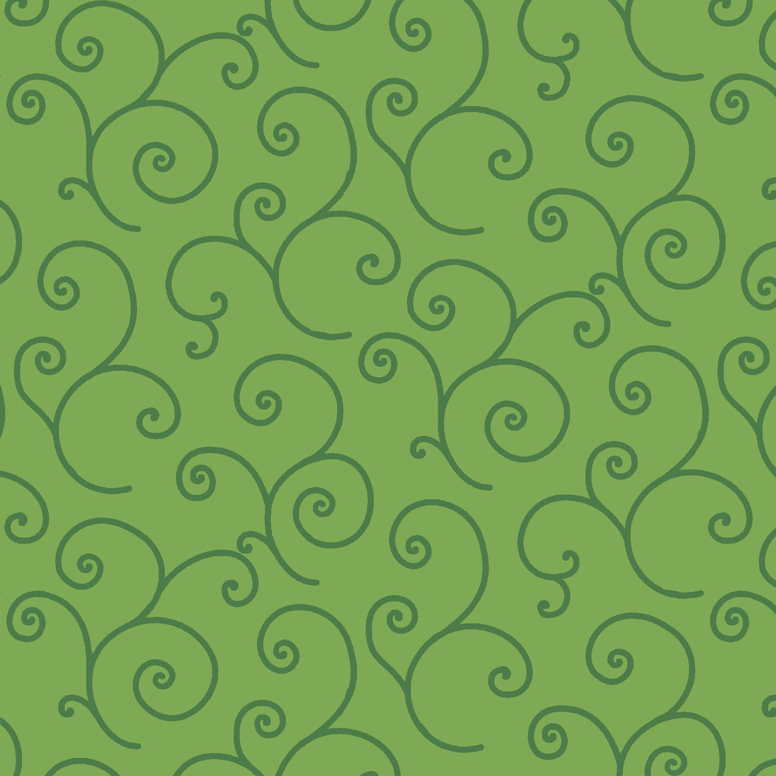 Scroll White on White (MAS8243-GG) is part of the Kimberbell Basics line designed by Kim Christopherson for Maywood Studio. This fabric features green tone on tone scroll, adding a whimsical touch that isn't overpowering in projects.