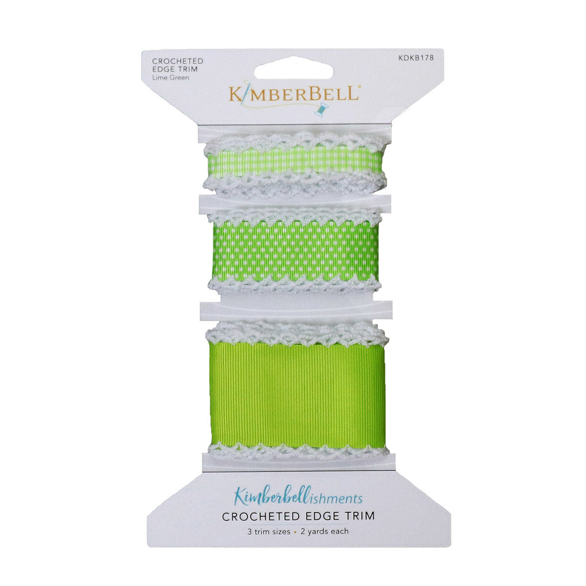 Crocheted Edge Trim Lime Green Ribbons &