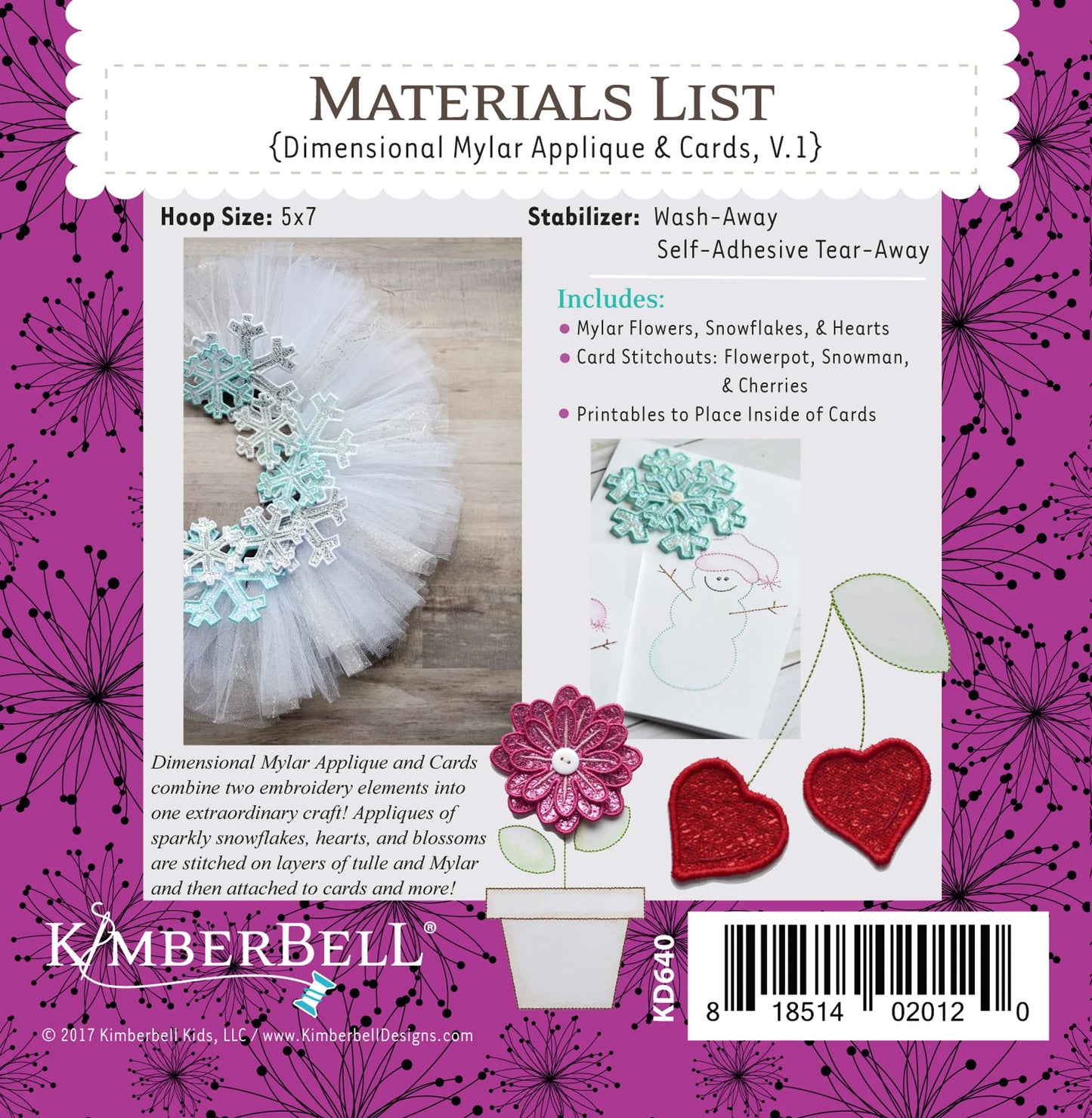 Dimensional Mylar Applique & Cards Kd640 Sewing Patterns