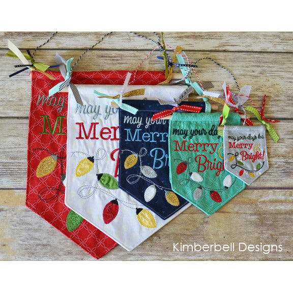 Deck the halls, walls, front door, and more with four festive holiday pennants in five sizes each. Photo shows samples in all available sizes.