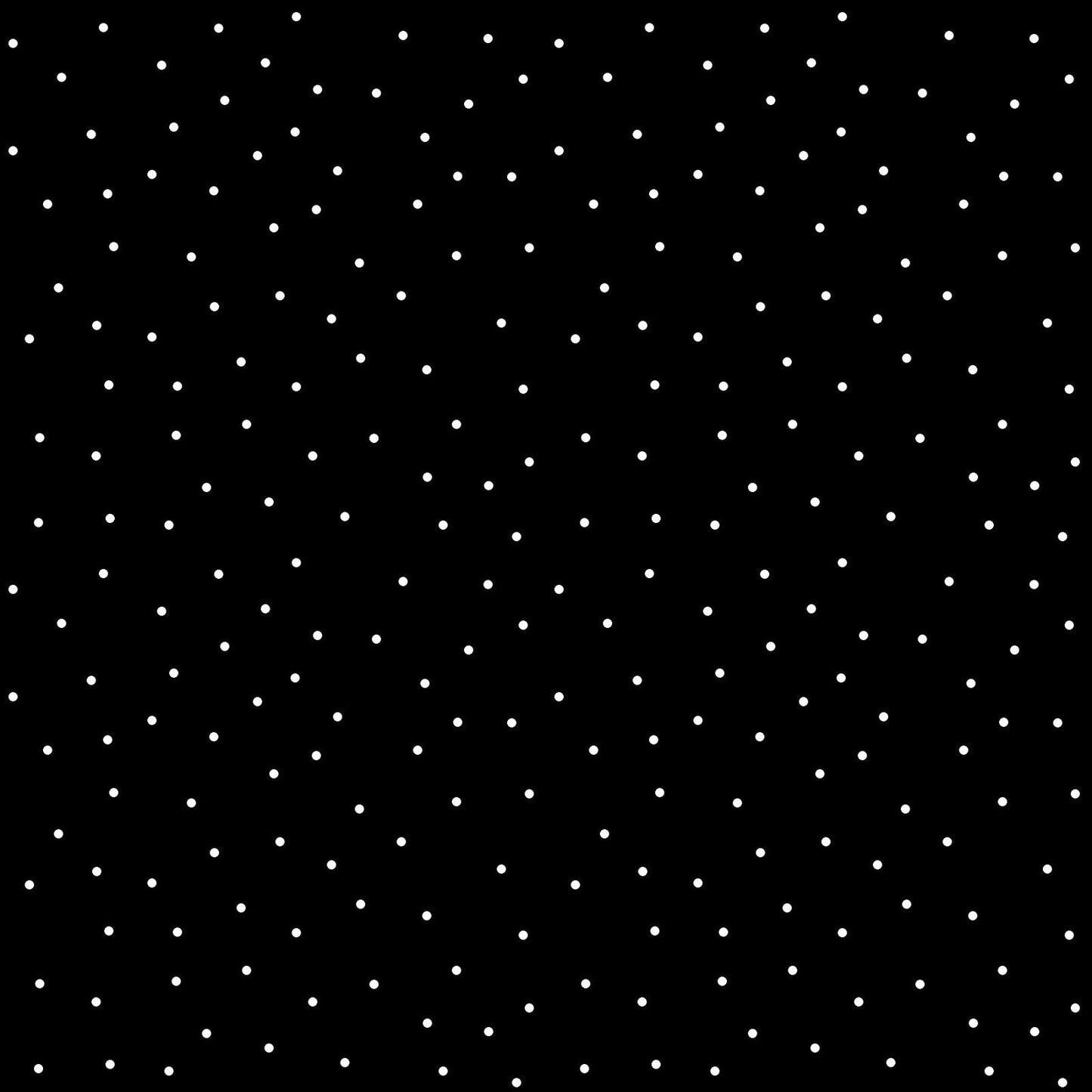 Tiny Dots is part of the Kimberbell Basics line designed by Kim Christopherson for Maywood Studio. This fabric features tiny white dots on a black background in a random pattern. It is perfect as a background for adding a little bit of color without detracting from any object appliqued, embroidered, or pieced along with it.