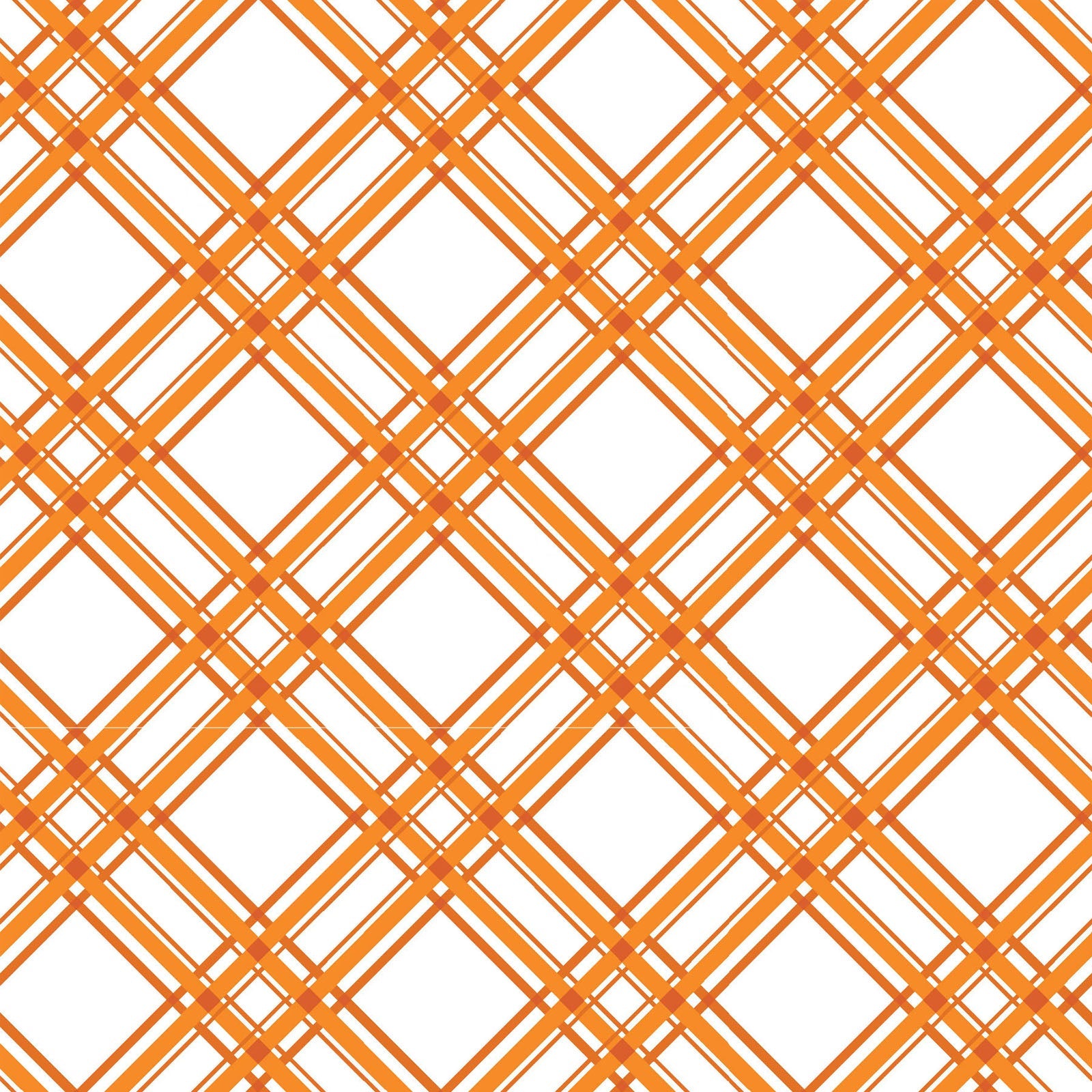 Diagonal Plaid in orange and white is part of the Kimberbell Basics line designed by Kim Christopherson for Maywood Studio. This fabric features orange stripes on the diagonal over a white background to add variety to your project. As part of the Kimberbell Basics line, it compliments other fabrics in the line.