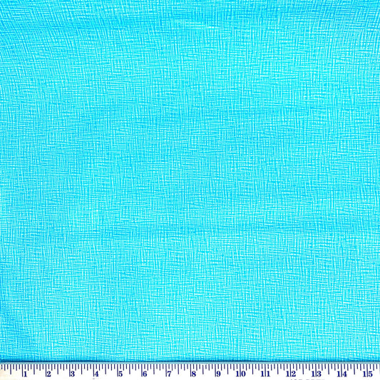 Straight Grain In Aqua by Patrick Lose of Patrick Lose Fabrics is an aqua tone on tone 100% cotton fabric with a light grain line looking woven pattern in it. It is part of the Basically Patrick - A Quilter's Rainbow line of fabric. Stitcher's Joy