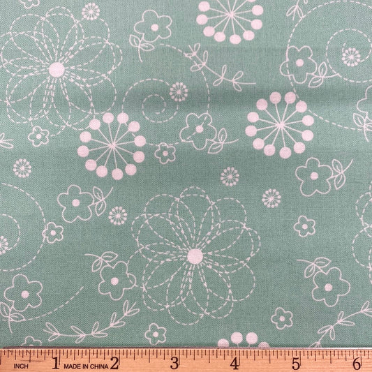 Doodles White on Aqua - Kimberbell Basics (MAS8246-Q) - End of Bolt