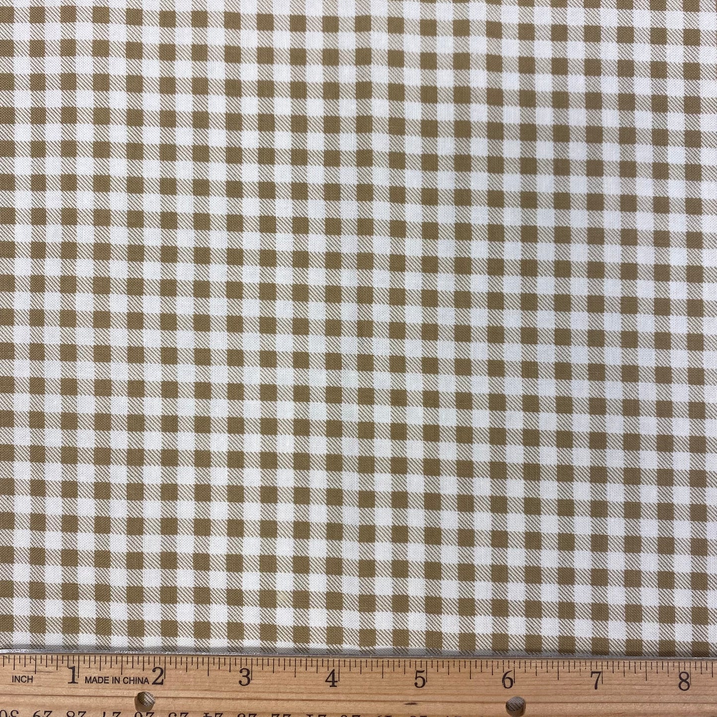Buttermilk Winter Gingham Tan - End of Bolt