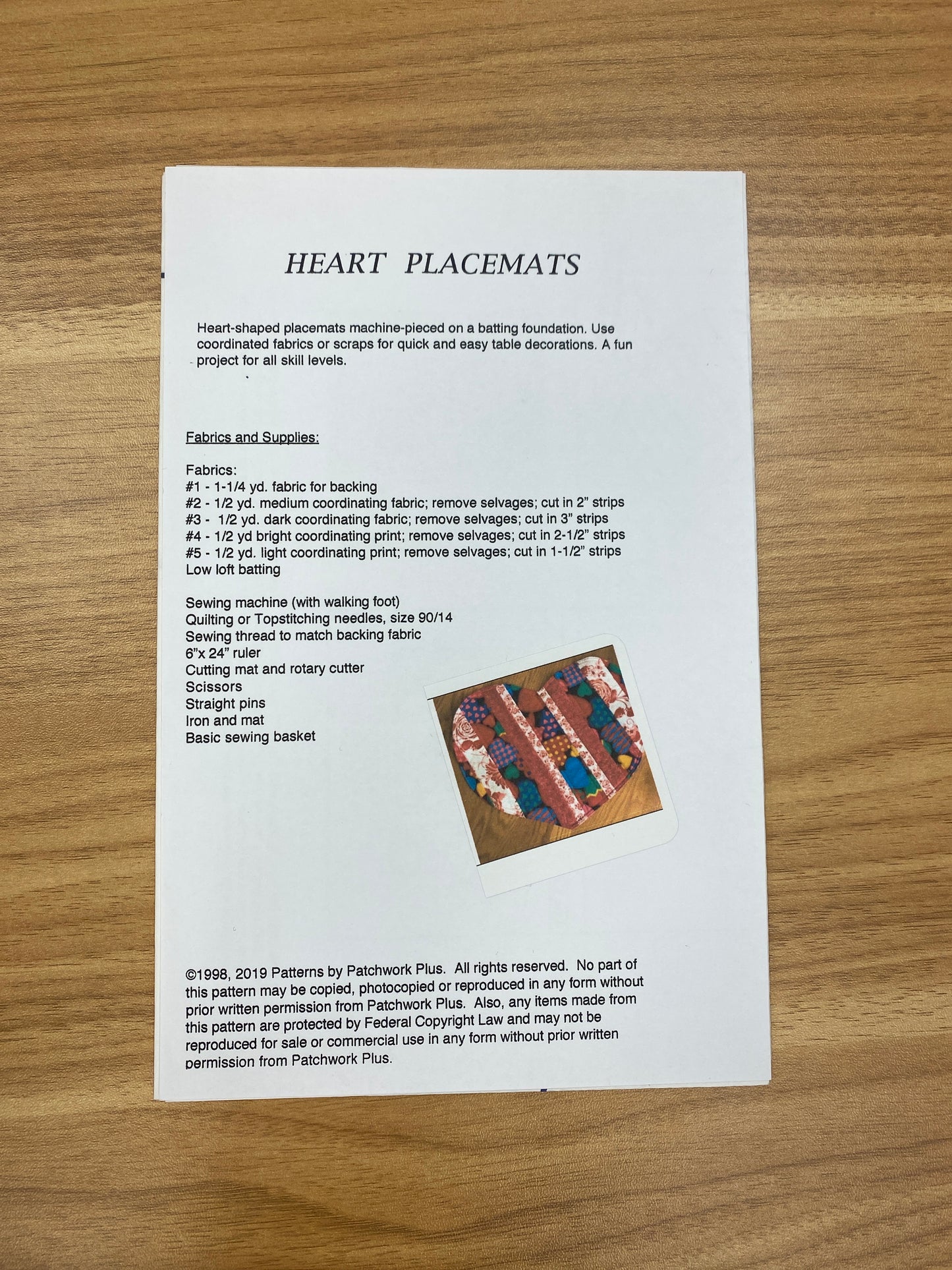 Heart Placemats - Quilt as You Go