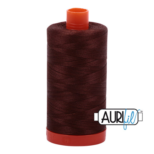 Aurifil 50 wt. cotton thread offers versatility, strength, and radiant color with very little lint on each 1,422 yard large spool.