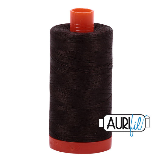 Aurifil 50 wt. cotton thread offers versatility, strength, and radiant color with very little lint on each 1,422 yard large spool.
