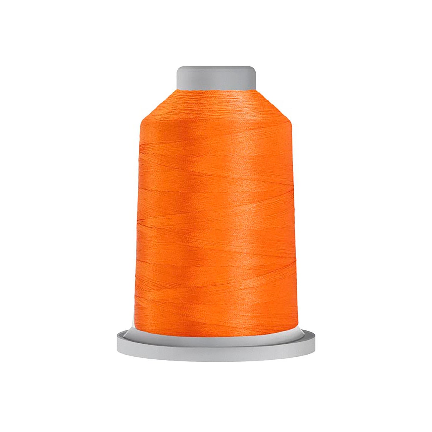 Glide 40 wt. Trilobal polyester thread by Fil-Tec offers superior coverage in each 1,100 yard mini spool. Lava (5158) is a universal orange in a bright shade. The photo shows the spool. Stitcher's Joy