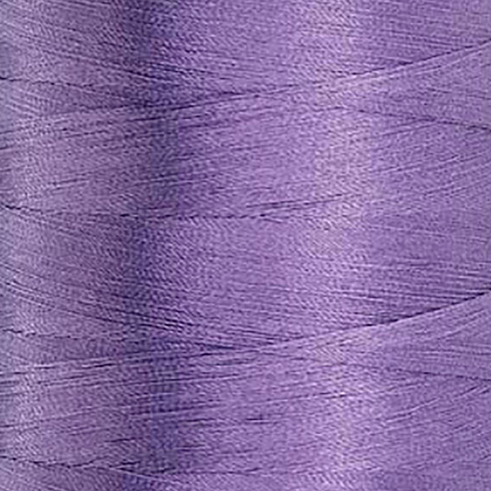 Glide 40 wt. Trilobal polyester thread by Fil-Tec offers superior coverage in each 1,100 yard mini spool. Lilac (42655) is a universal purple in a pale shade. The photo shows the thread detail. Stitcher's Joy