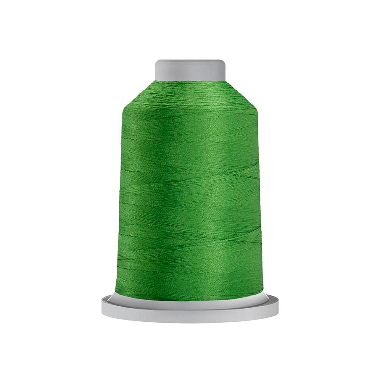 Glide 40 wt. Trilobal polyester thread by Fil-Tec offers superior coverage in each 1,100 yard mini spool. Turf (60362) is a universal green in a bright shade. The photo shows the spool. Stitcher's Joy
