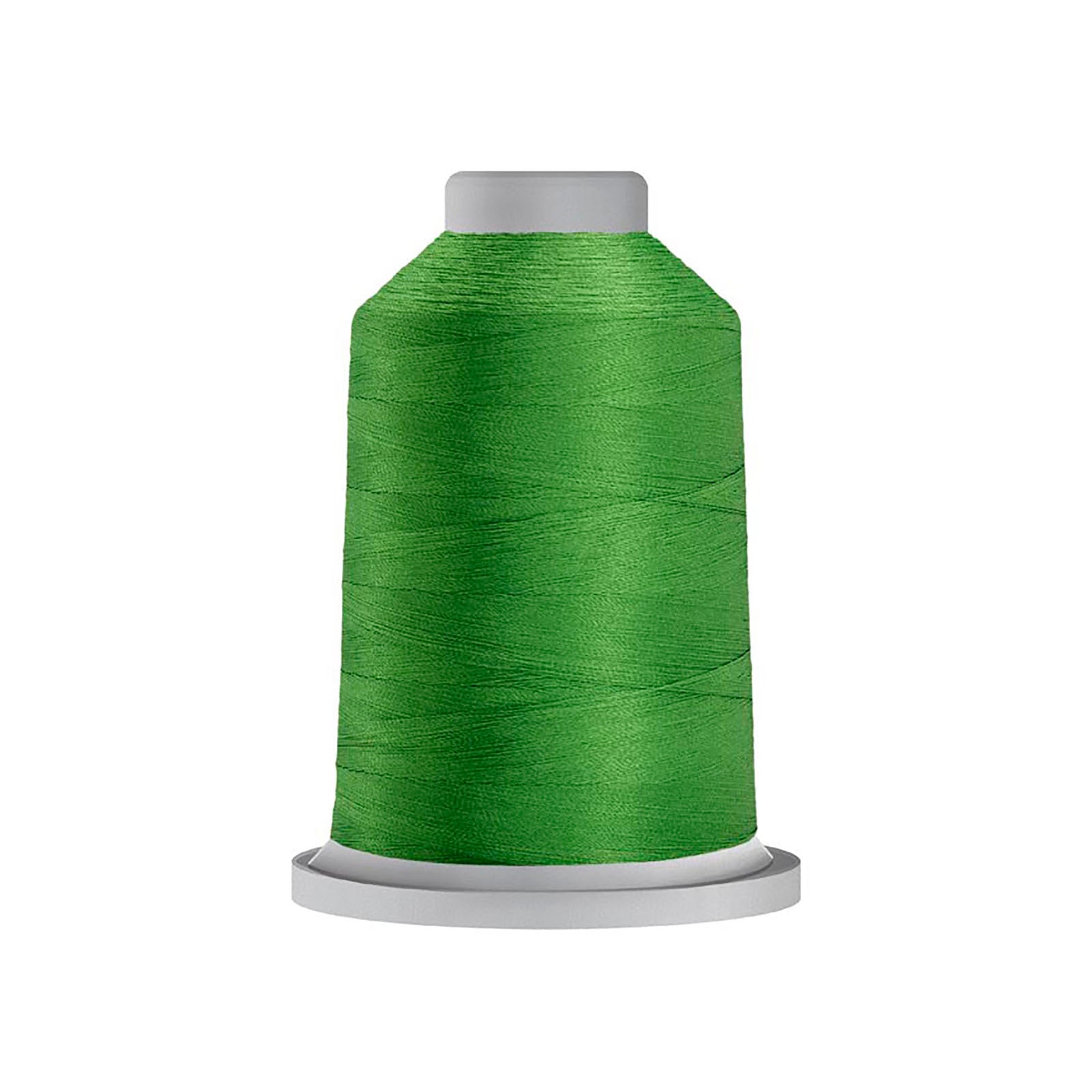 Glide 40 wt. Trilobal polyester thread by Fil-Tec offers superior coverage in each 1,100 yard mini spool. Turf (60362) is a universal green in a bright shade. The photo shows the spool. Stitcher's Joy