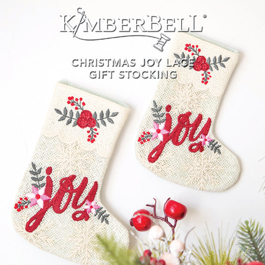 Christmas Joy Lace Gift Stocking - Kimberbell Digital Dealer Exclusives