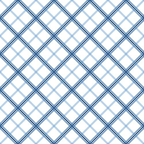 Designed by Kimberbell for Maywood Studio, this plaid in blue on a white background is part of the Kimberbell Basics line . The fabric features shades of blue that look like they are woven into an open plaid pattern.  The photo shows a swatch of the fabric.