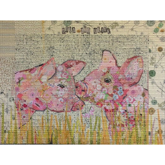 Adorable pigs take a romp across a grassy field in this vibrant collage pattern from Laura Heine. Perfect for a new nursery or playroom, Lola & Olive will bring the joy of the outdoors straight to your walls! The photo shows the finished project.