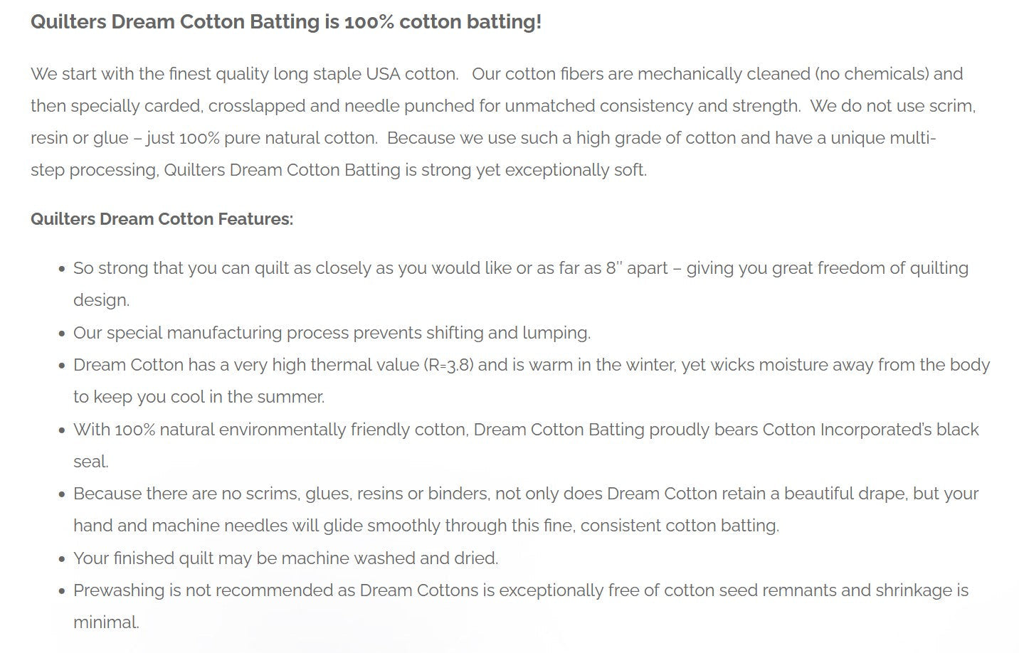 Quilters Dream Cotton Batting