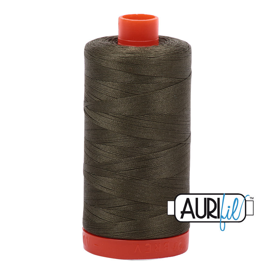 Aurifil 50 wt. cotton thread offers versatility, strength, and radiant color with very little lint on each 1,422 yard large spool. Army Green (2905) is a dark green, perfect for military accents or deep foliage. Stitcher's Joy