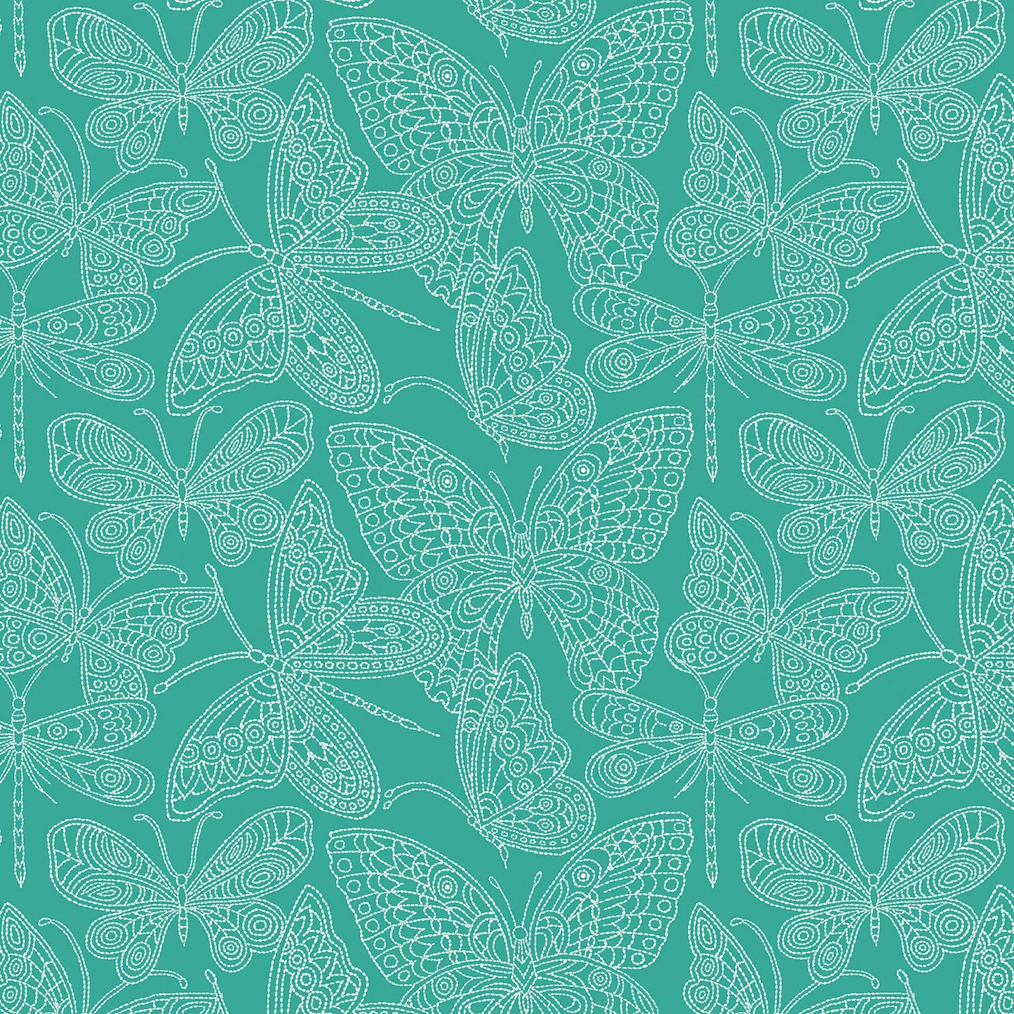 Butterflies N Stitch Aquamarine (13283-84) Blooming Denim