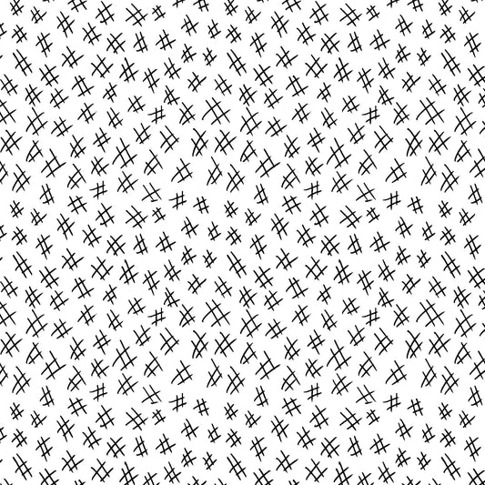  Hashtags in black and white (13263-90)  is from Stitchy by Christa Watson for Benartex. The hashtags print features a white background with black hashtags to provide a light tone for the collection and will serve well as a background fabric, a contrast fabric, or any where the eye needs to rest in your project.