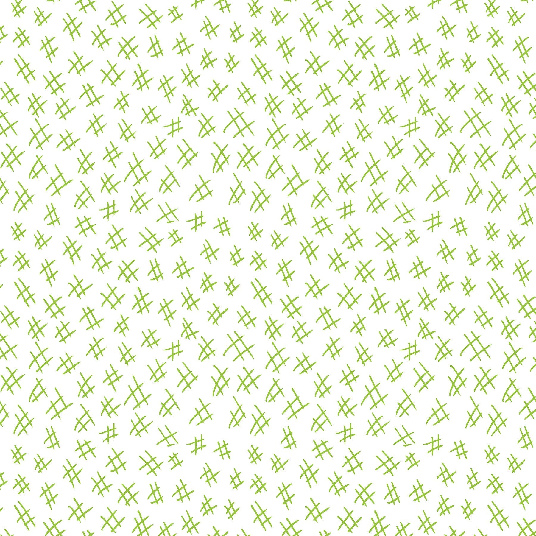  Hashtags in lime and white (13263-40)  is from Stitchy by Christa Watson for Benartex. The hashtags print features a white background with lime hashtags to provide a light tone for the collection and will serve well as a background fabric, a contrast fabric, or any where the eye needs to rest in your project.