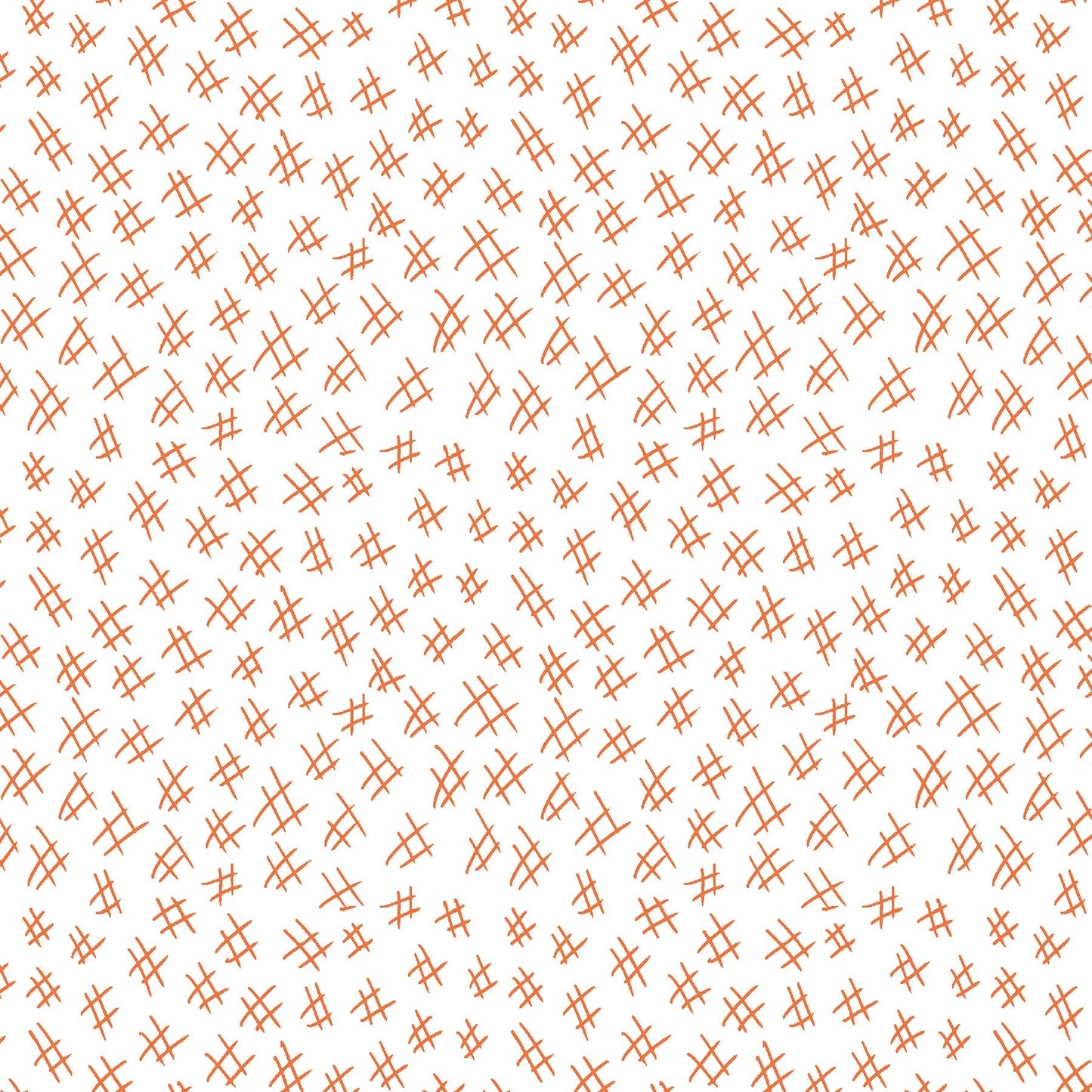  Hashtags in orange and white (13263-35)  is from Stitchy by Christa Watson for Benartex. The hashtags print features a white background with orange hashtags to provide a light tone for the collection and will serve well as a background fabric, a contrast fabric, or any where the eye needs to rest in your project.