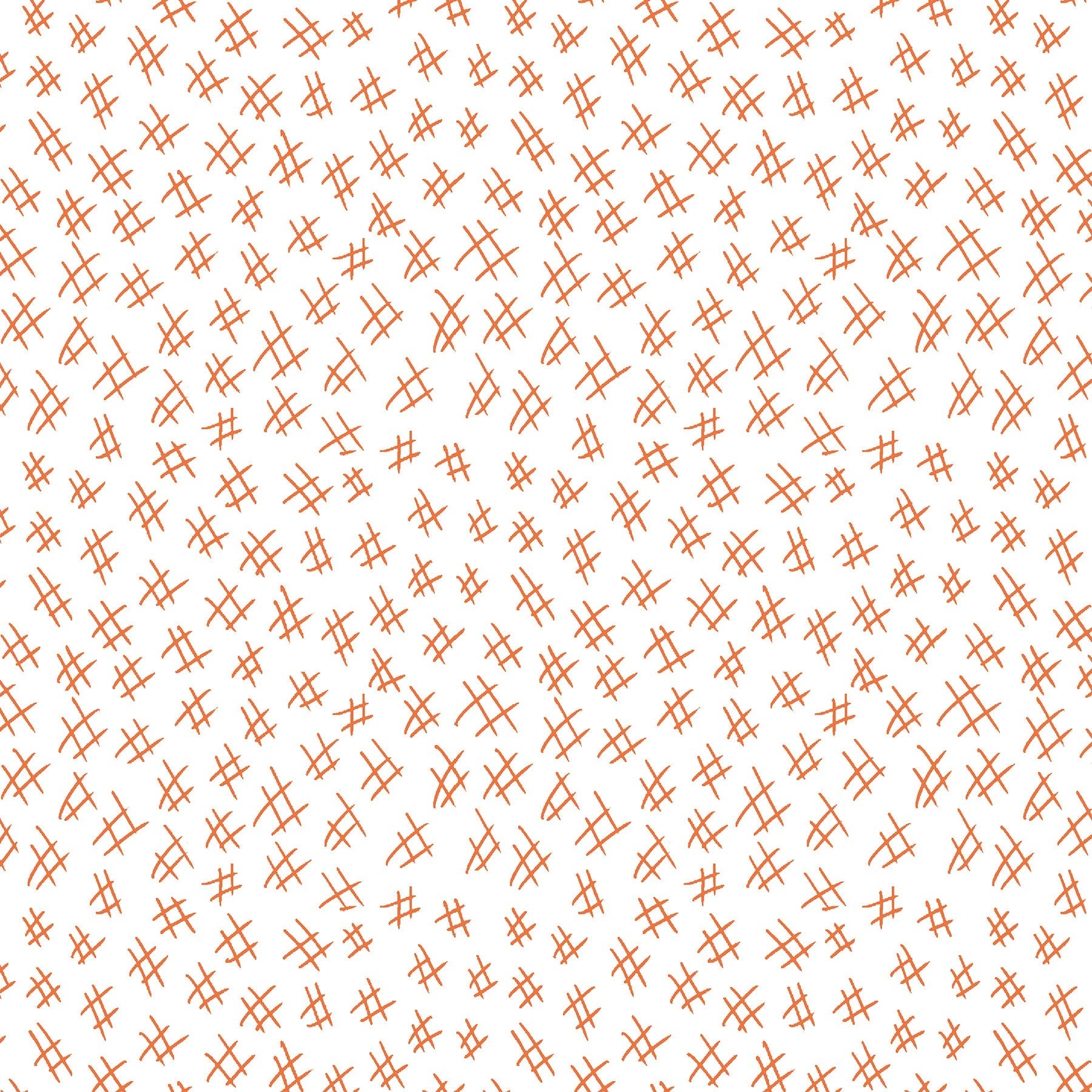  Hashtags in orange and white (13263-35)  is from Stitchy by Christa Watson for Benartex. The hashtags print features a white background with orange hashtags to provide a light tone for the collection and will serve well as a background fabric, a contrast fabric, or any where the eye needs to rest in your project.