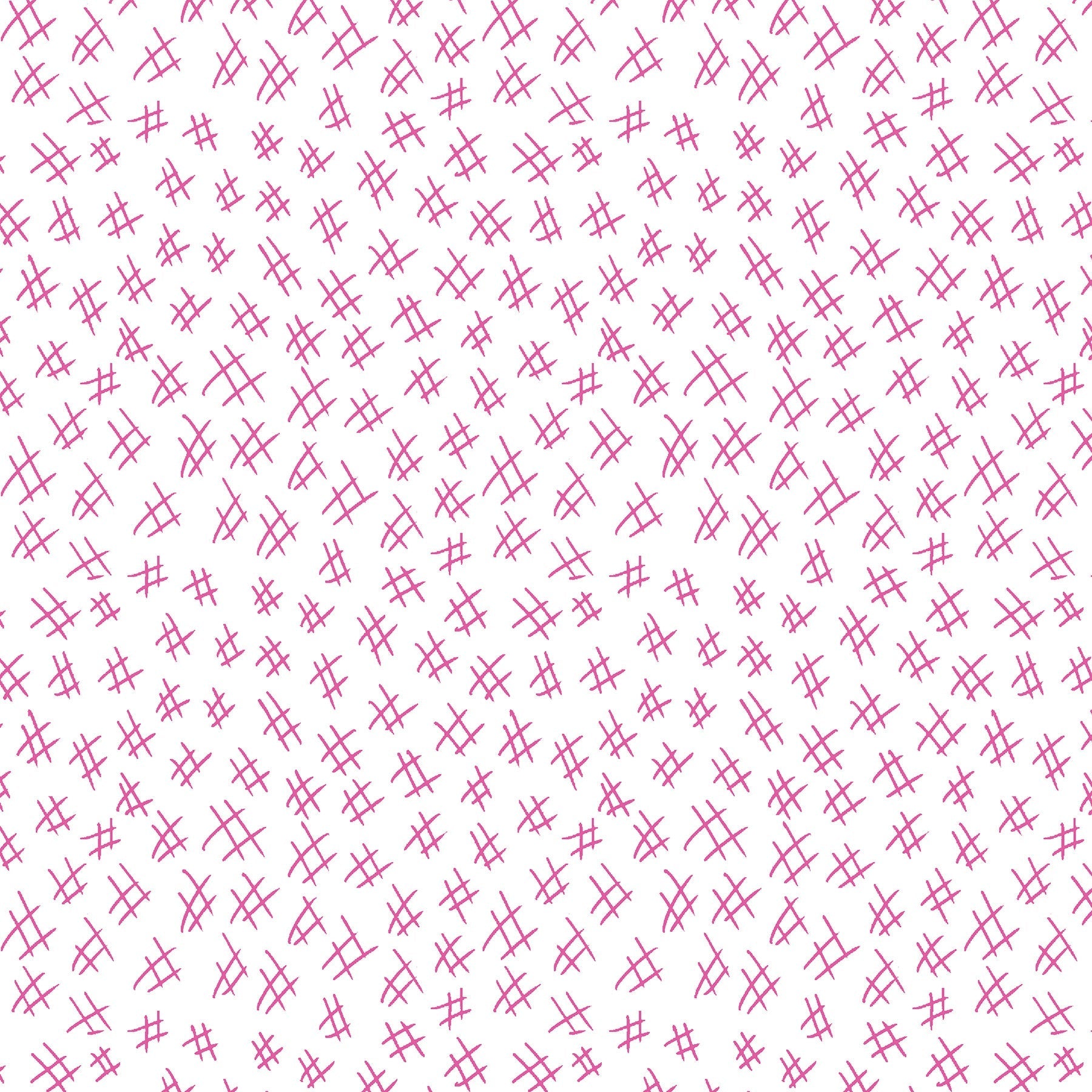  Hashtags in fuschia and white (13263-22)  is from Stitchy by Christa Watson for Benartex. The hashtags print features a white background with fuschia hashtags to provide a light tone for the collection and will serve well as a background fabric, a contrast fabric, or any where the eye needs to rest in your project.