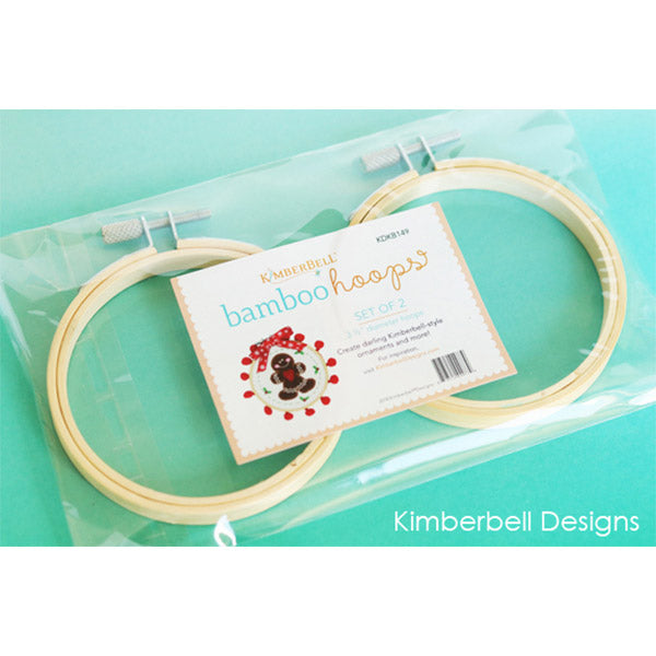 Create darling ornaments, wall hanging, and crafts with Kimberbell Bamboo Hoops (KDKB149). Picture shows set of 2 – 3 1/2″ diameter hoops in the package.