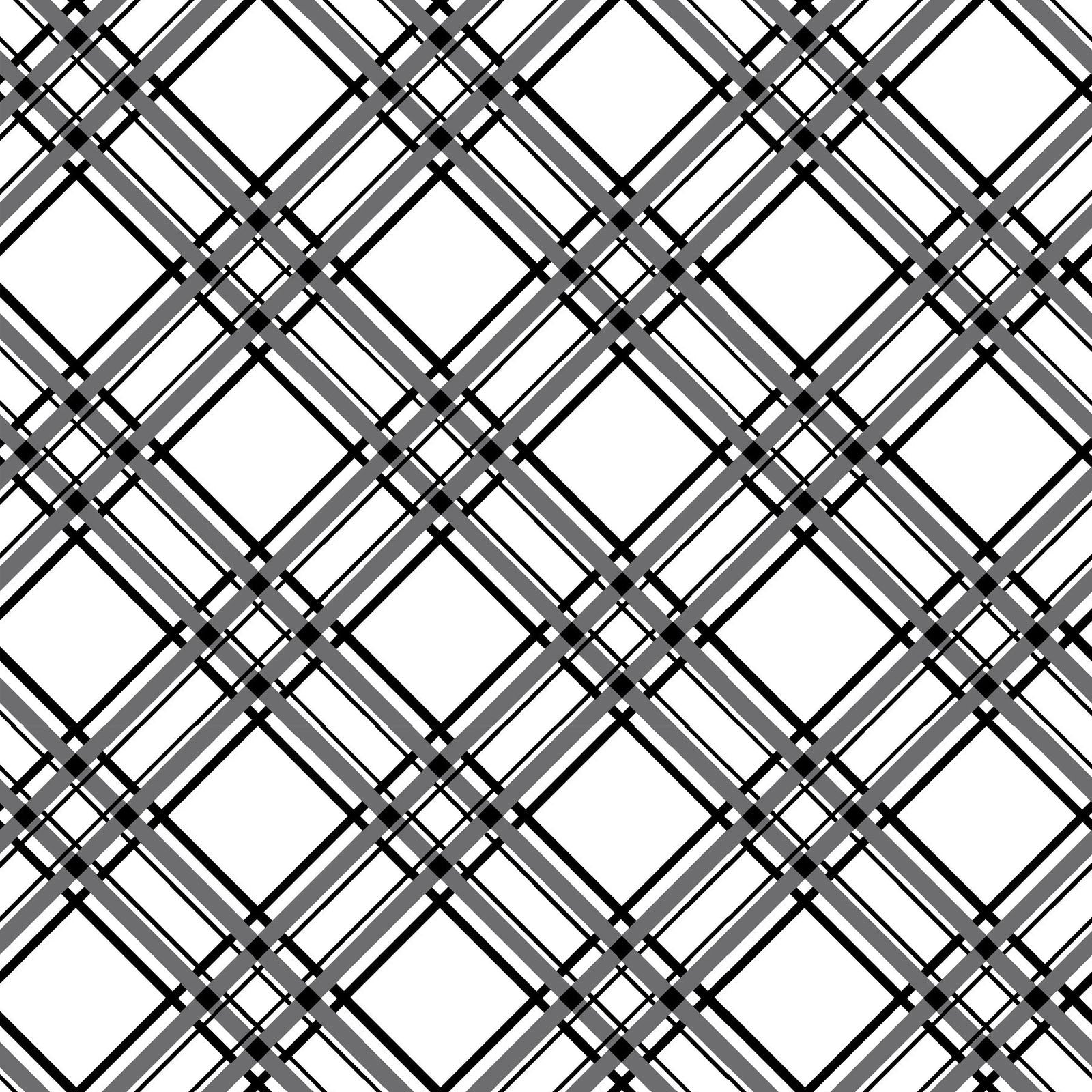 Diagonal Plaid in black and white (MAS8244-K) is part of the Kimberbell Basics line designed by Kim Christopherson for Maywood Studio. This fabric features black plaid stripes on the diagonal over a white background to add variety to your project. As part of the Kimberbell Basics line, it compliments other fabrics in the line.