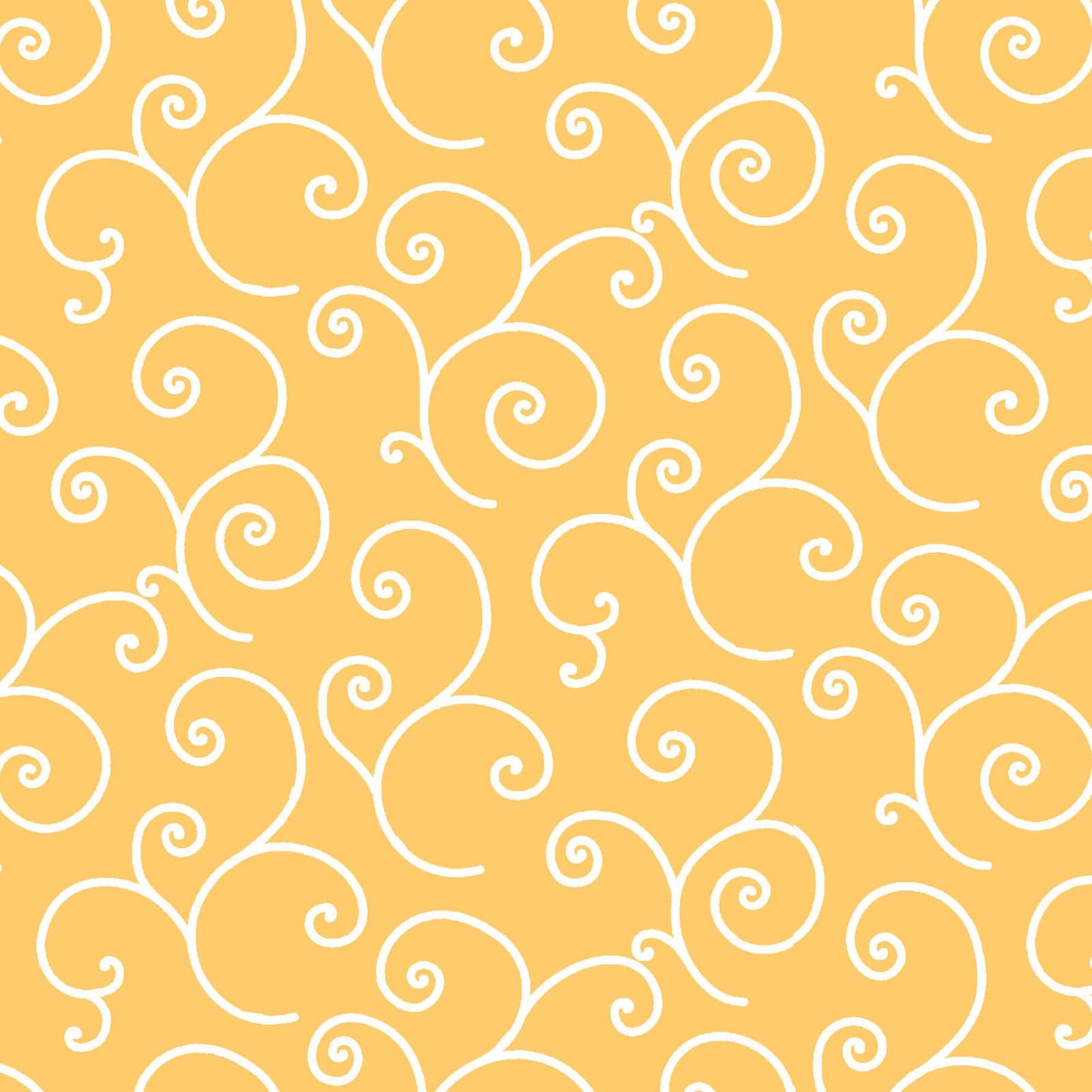 Scroll White on Yellow (MAS8243-S) is part of the Kimberbell Basics line designed by Kim Christopherson for Maywood Studio. This fabric features white on yellow scroll, adding a whimsical touch that isn't overpowering in projects.