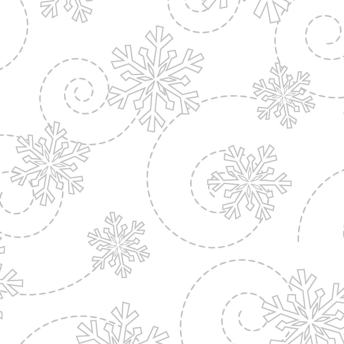 Snowflakes White on White (MAS8240-WW) is part of the Kimberbell Basics line designed by Kim Christopherson for Maywood Studio. This fabric features white tone on tone snowflakes, adding a whimsical touch that isn't overpowering in projects.