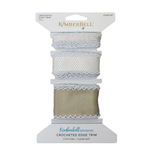 Crocheted Edge Trim Grey Ribbons &