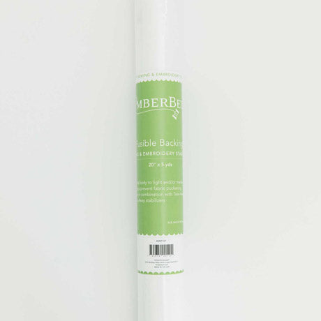 Fusible Backing by Kimberbell is color-coded in green to reflect it is part of Kimberbell’s Specialty Stabilizer line. Use it to add body to light to medium fabrics and help prevent fabric puckering and show through. The 20” x 5 yard size (KDST127) is pictured, but the stabilizer is also available in a 12" x 5 yard roll. Stitcher’s Joy